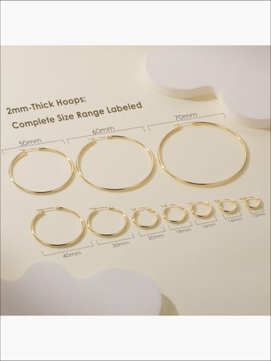 Amazon.com: DZCYAN Gold Hoop Earrings Gold Earrings for  14K Gold Plated Hoop Earrings for Women Dimple Design Timeless Elegance 12-70mm
